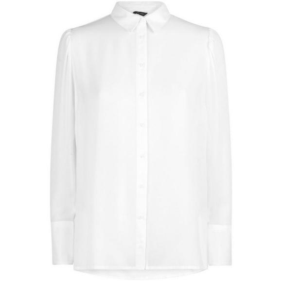 WHITE Chiffon Long Sleeve Turn up Shirt by Lipsy - Picture 2 of 2